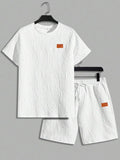 Stylish Men's Letter Print Two-Piece Set - Casual Round Neck Tee & Comfortable Shorts for Summer